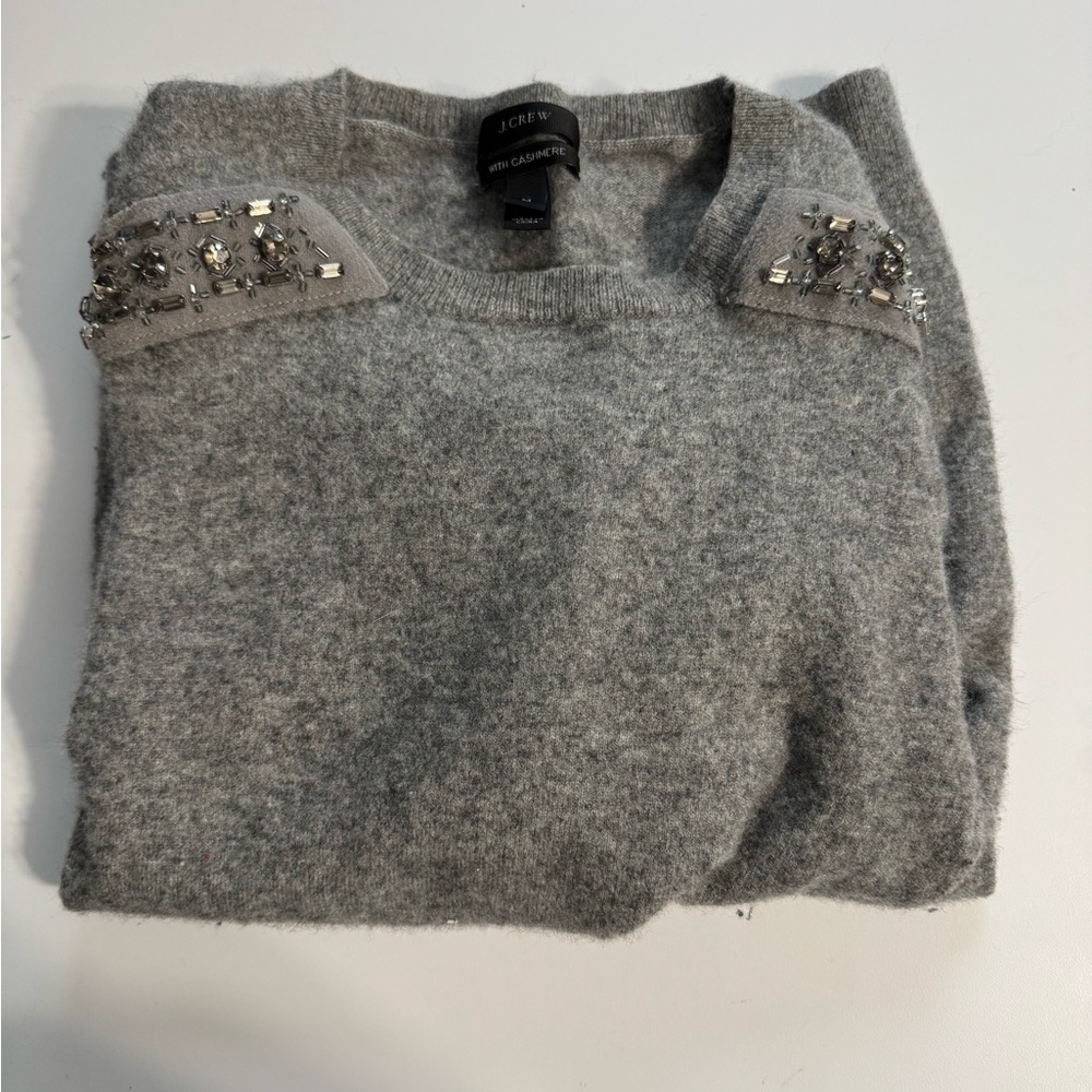 J. Crew Gray Sweater with Embellished Shoulders